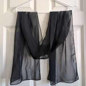 Black sheer mesh scarf